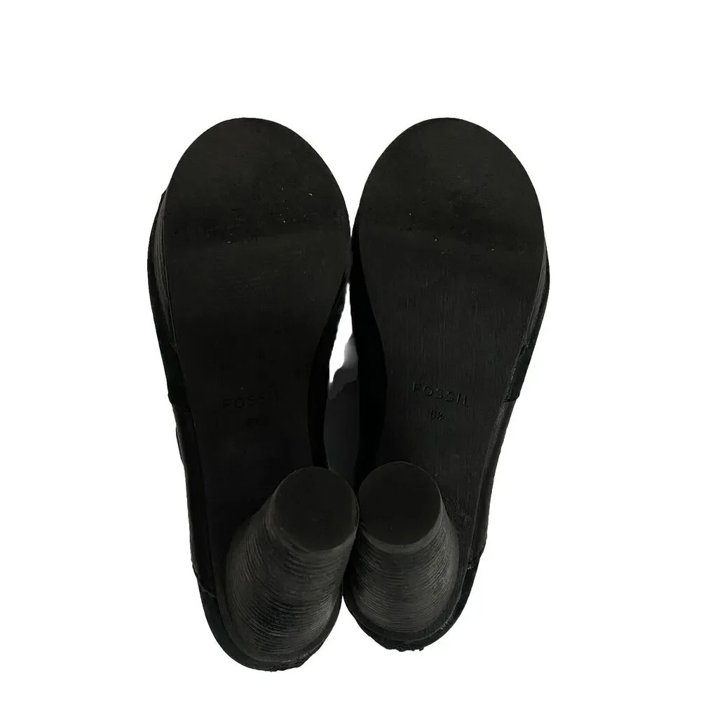 Fossil Bobbi Peep Toe Ankle Boots Booties Women’s Size 8.5 Black Leather - Picture 10 of 13
